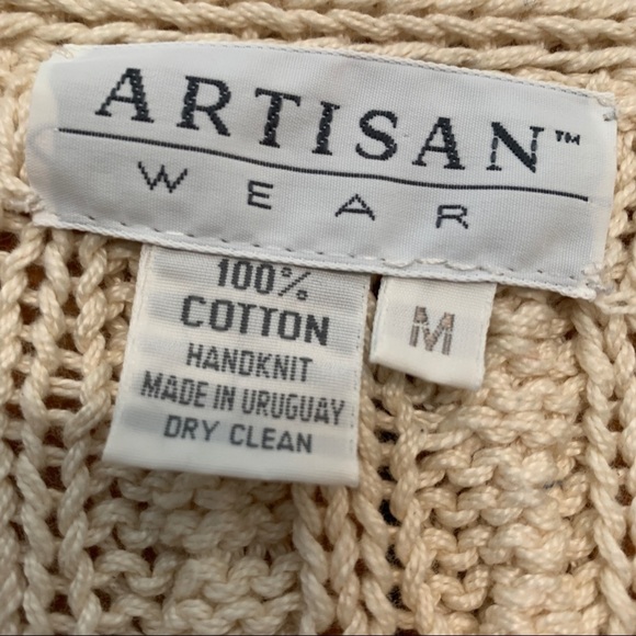 Artisan Wear Vintage Ivory Cardigan Cable Knit Sweater Size Medium - Picture 2 of 5
